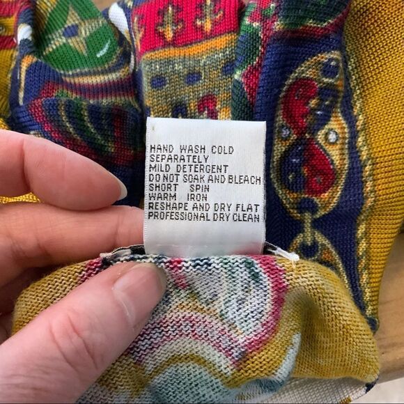 Vintage TERANI SPORT Pullover Sweater Regal Royalty Pattern Women’s Size L - Picture 8 of 9